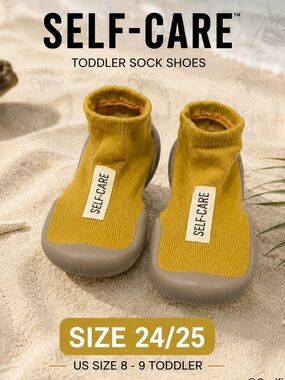 NWOT Mustard Yellow SELF-CARE Toddler Sock Shoes – Size 24/25 (US Toddler 8–9)